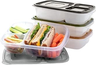 EasyLunchboxes® - Lunch Boxes - Reusable 3-Compartment Food Containers for School, Work, and Travel, Set of 4, Urban
