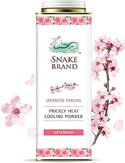Snake Brand Prickly Heat Cooling Powder for Everyday Use - Anti-Chafing, Heat Rash Relief, Soft Sakura Scent (9.9 Oz / 280g)