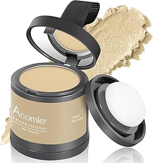 Acomler Instantly Root Cover Up Hairline Shadow Powder, 0.35 Ounce Root Touch Up Hair Color, Grey Hair Coverage Hair Fibers, Hair Powder for Women with Eyebrows, Beard Line, Bald Spots (Medium Blonde)