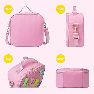 Lunch Box for Women Girl Large Insulated Lunch Bag, Kids Lunch Bag Personalized Preppy Lunch Box for Girls Adults with Adjustable Shoulder LunchBag for Girls School Travel Picnic (Pink)