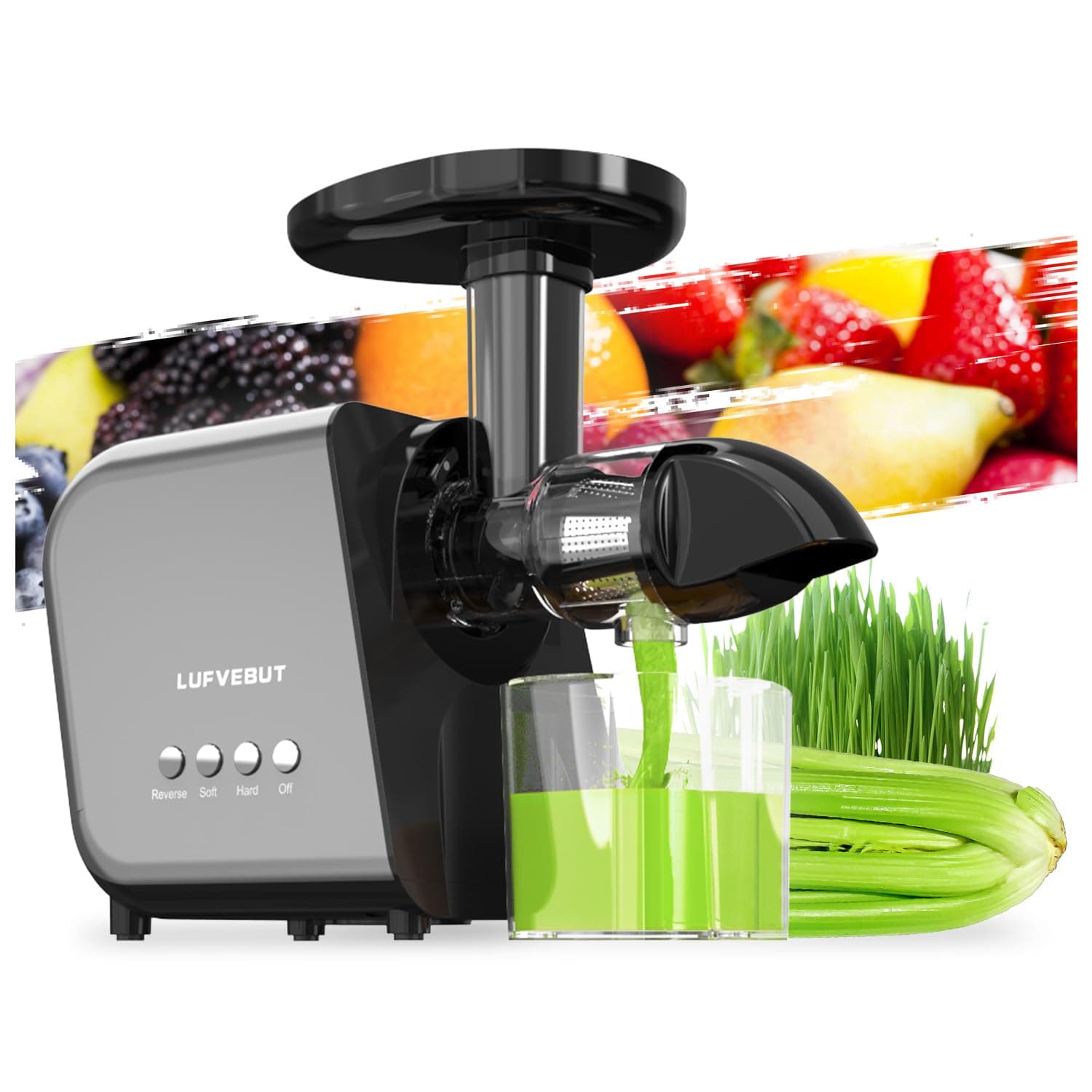Slow Juicer Machine for Vegetables and Fruits Cold Press Masticating Extractor Celery Wheatgrass Leafy Greens Carrot Ginger Beet, Easy to Clean Juicer BPA-Free Reverse Function,Dishwasher Safe