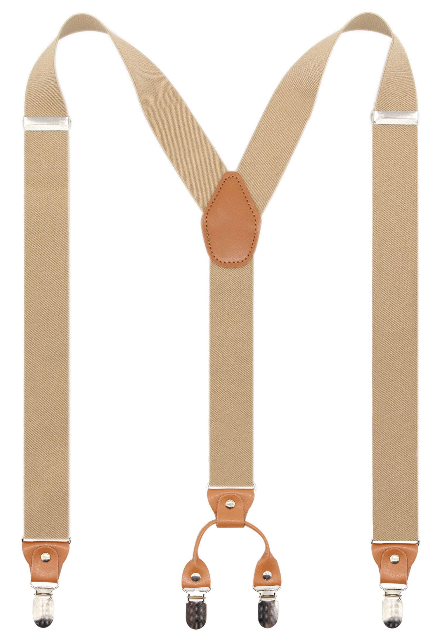 Timiot Men’s Y-Back 4 Metal Clip Elastic Wide Suspenders Perfect For Both Casual&Formal