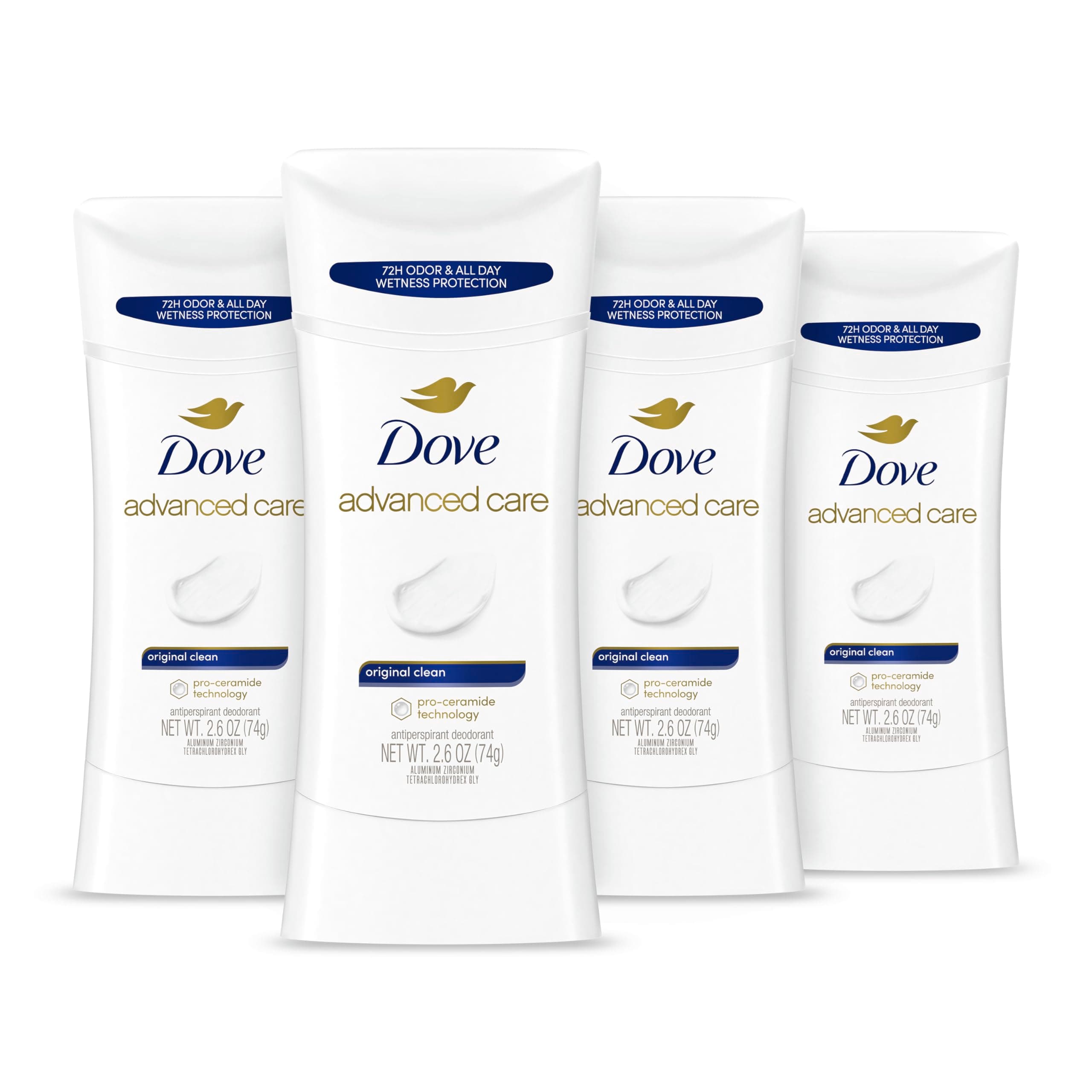 Advanced Care Antiperspirant Deodorant Stick Original Clean 4 Count For helping skin barrier repair after shaving by boosting ceramide levels in your skin 2.6 oz
