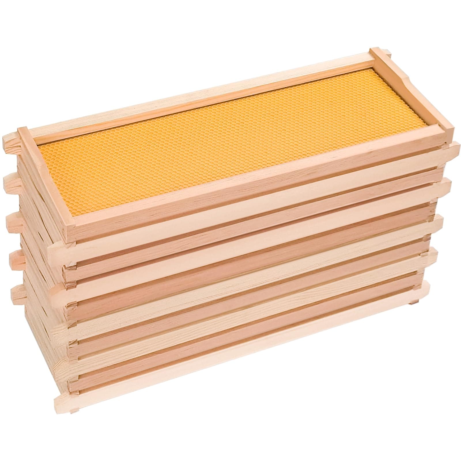 10-Pack Medium Super Box Wooden Beehive Frames and Beeswax Dipped Plastic Foundations for Beekeeping (Unassembled)