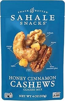 Sahale Snacks Honey Cinnamon Cashews Glazed Mix, 4 Ounce (Pack of 6)