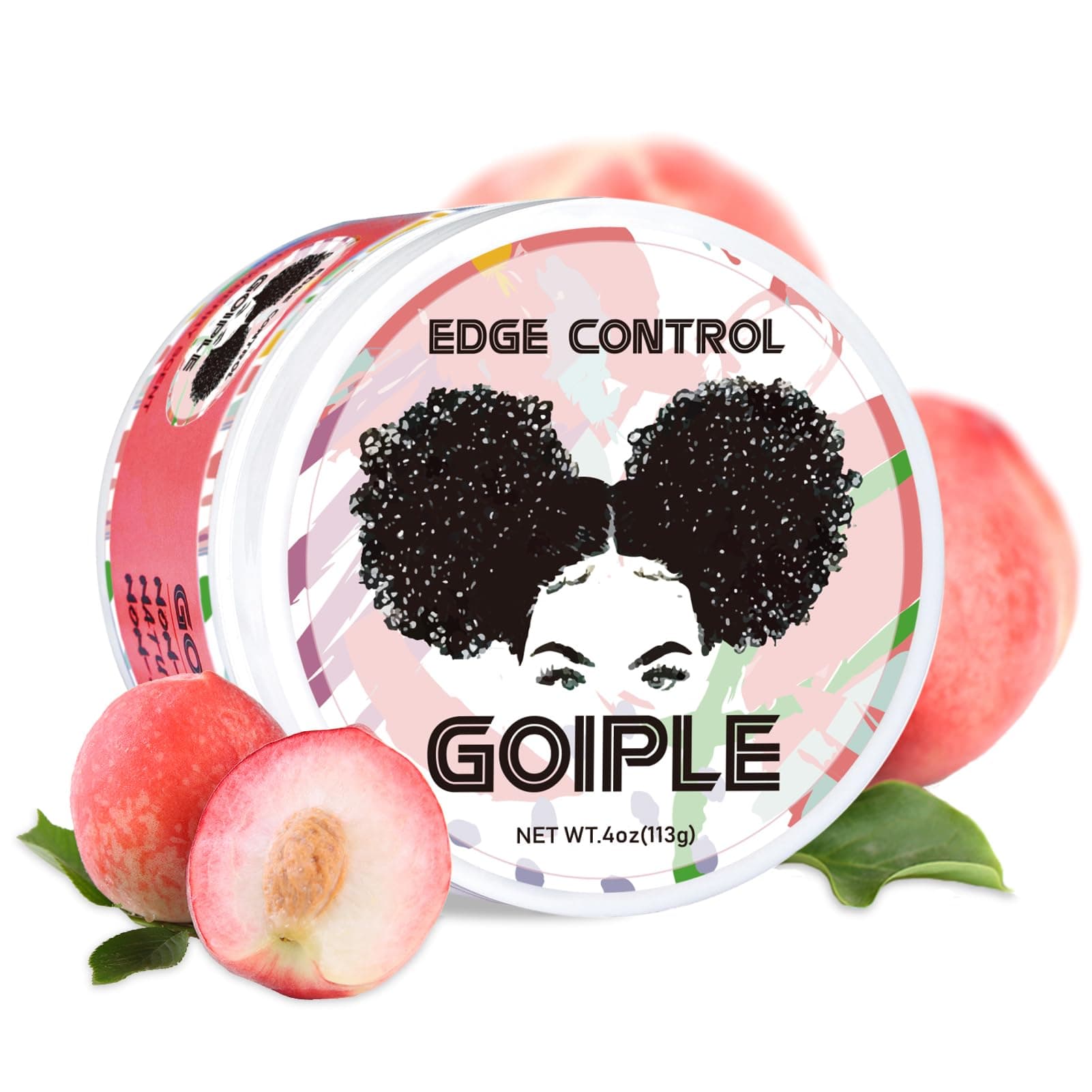 Edge Control Wax for Women Strong Hold Non-greasy Edge Control Smoother Edge Gel, Edge Wax Styling Wax Edge Control for Black Hair No Flaking, White Residue, Shine and Smooth 4oz (Sweet Peach)