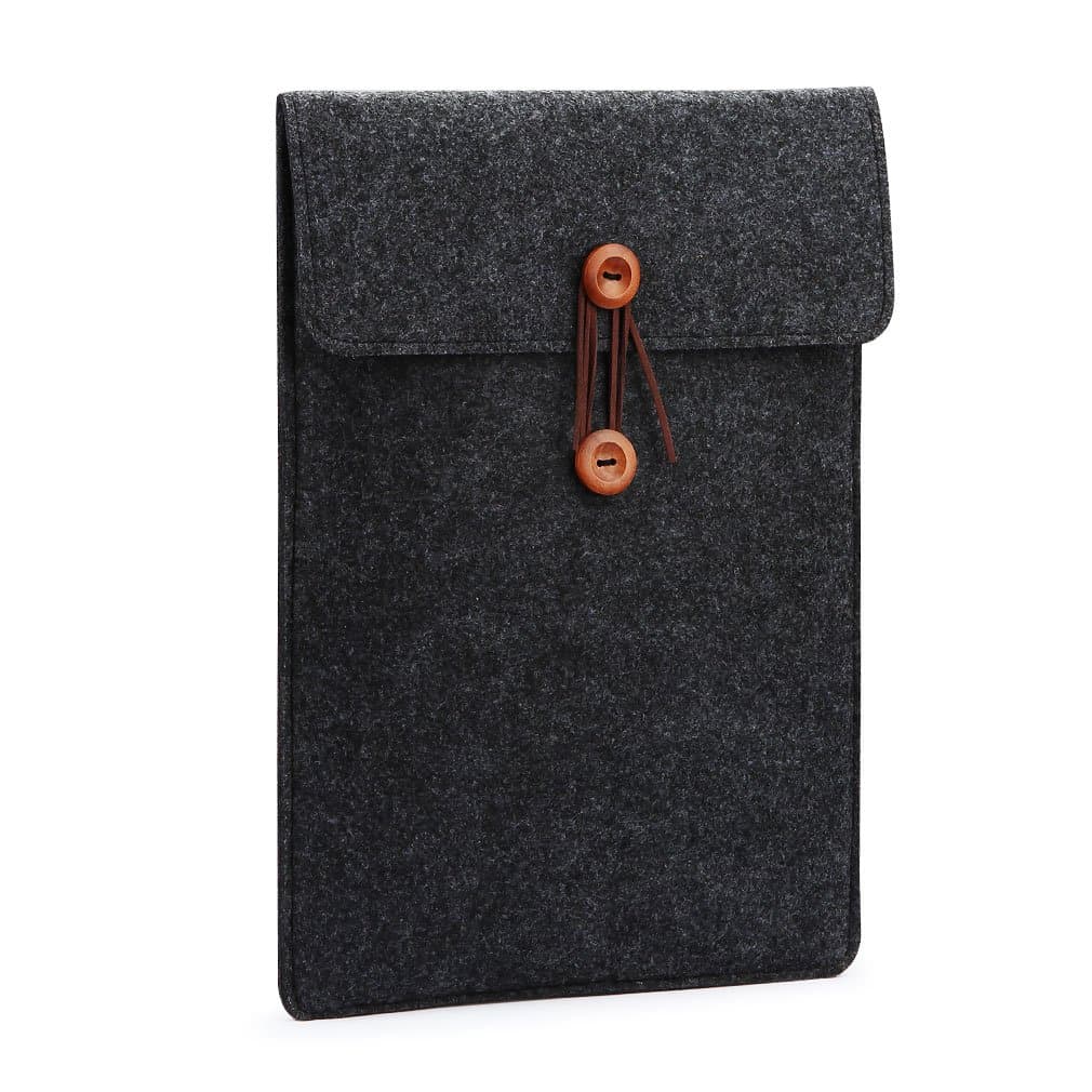 SUMAX Dark Gray Felt Laptop Sleeve Portable Case Cover Button Closure Bag for 12" MacBook Retina Display / 10.6" Samsung Galaxy Book / 10.8" Microsoft Surface 3