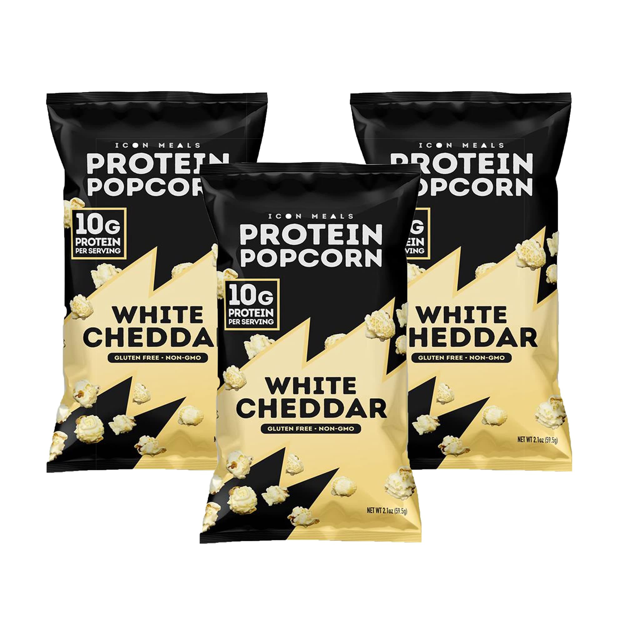 ICON Meals Protein Popcorn, Savory Popcorn Snack, 10g Protein, Great Tasting, Crunchy, Air-Popped (2.1 Oz) (White Cheddar)