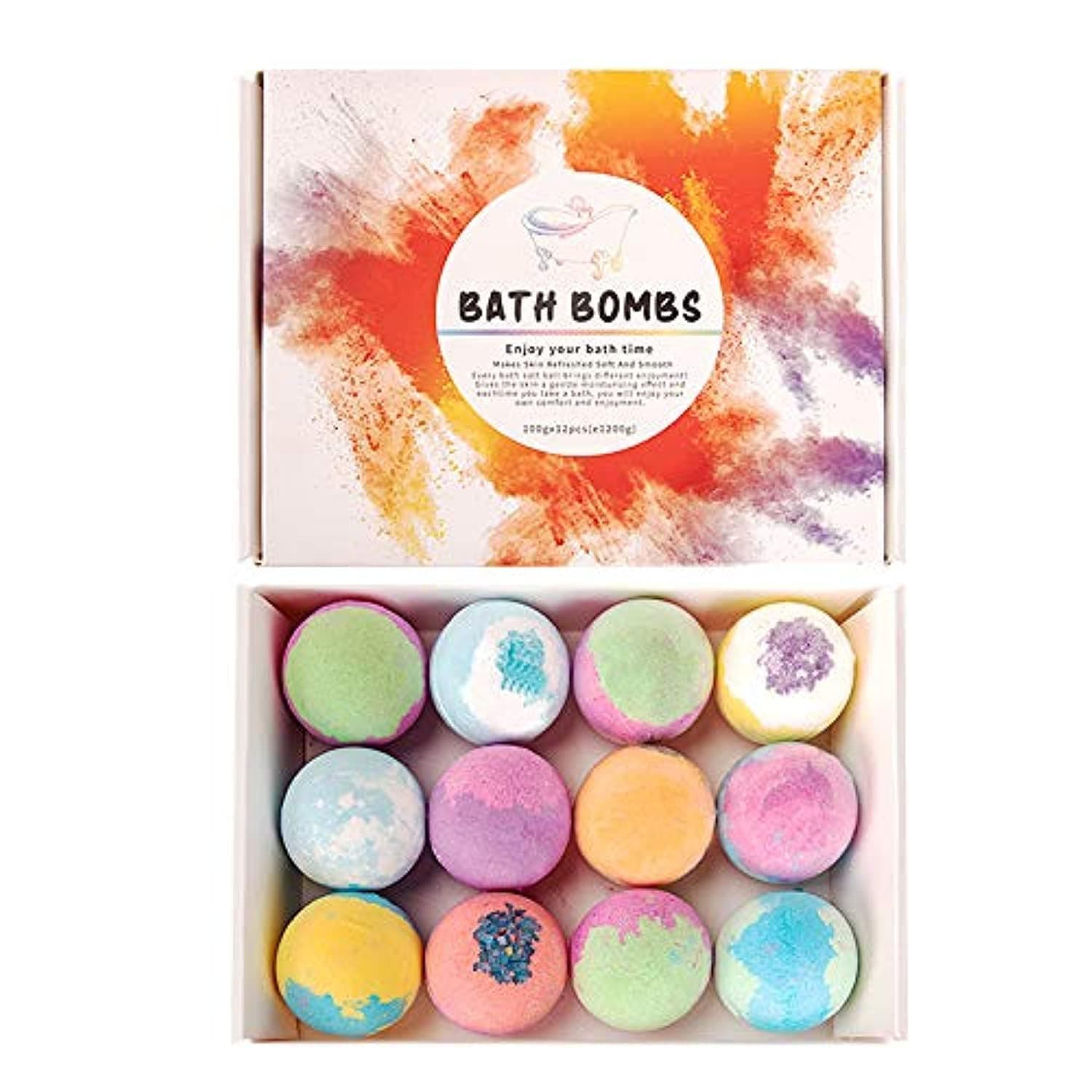 LENDIS Large Bath Bombs 12pcs*100g Gift Set with Rich Bubbles and Colors, Handcrafted Organic Natural Sea Salt Shower Bombs Bubble Bath Spa, Best Holiday Birthday Gifts for Her Girlfriend Wife Mother
