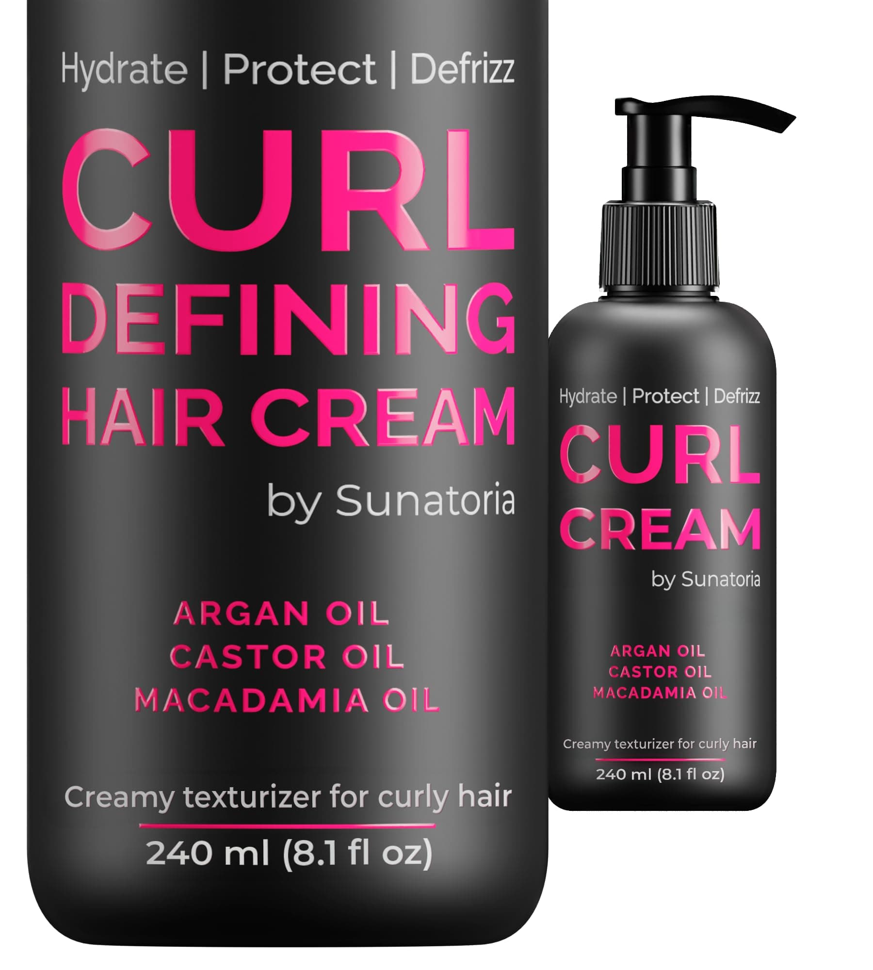 Curl Cream – Lightweight Leave-In Curl Defining Cream for Curly & Wavy Hair, Anti-Frizz Moisturizer and Curl Activator Texturizer with Macadamia and Argan Oil, 8.1 fl oz
