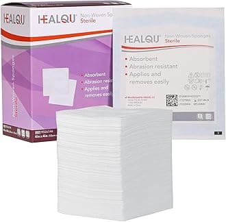 Healqu|Non-Woven Gauze Pads - Sterile Surgical Sponges - Super Absorbent Medical Gauze Sponges for Wound Dressing, Debridement, Cleaning, Prepping (4x4Box of 50 -Sterile)