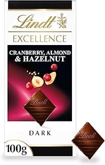 Lindt Excellence Cranberry Almond & Hazelnut Dark Chocolate Bar, 100g