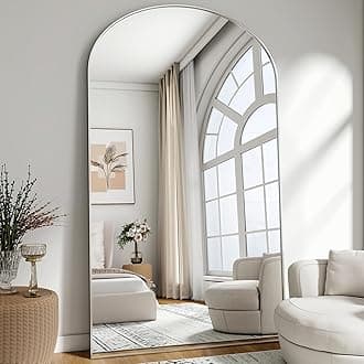 Oversized Full-Body Mirror, 77" x 38" Arched Full-Length Mirror, Silver Metal Frame, Floor Mirror for Bedroom, Living/Dressing Room, Gym - Stand/Wall Mounted/Leaning
