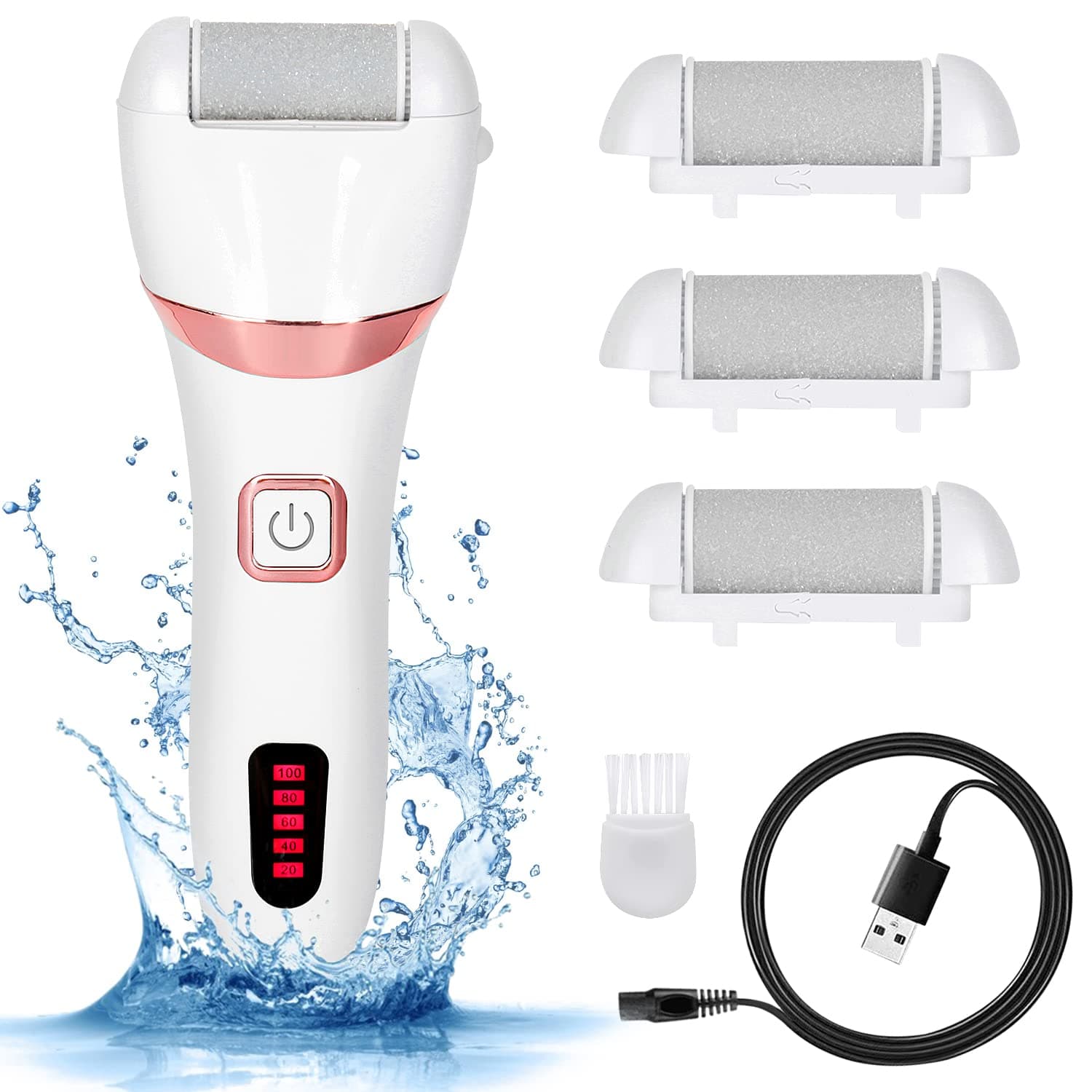 DOTSOG Electronic Foot File Callus Remover, Pedicure Tools Scrubber Kit Electric Shaver With 3 Coarse Pumice Stone Refillsto Remove Dry/Dead/Hard/Cracked Skin & Calluses, Rechargeable