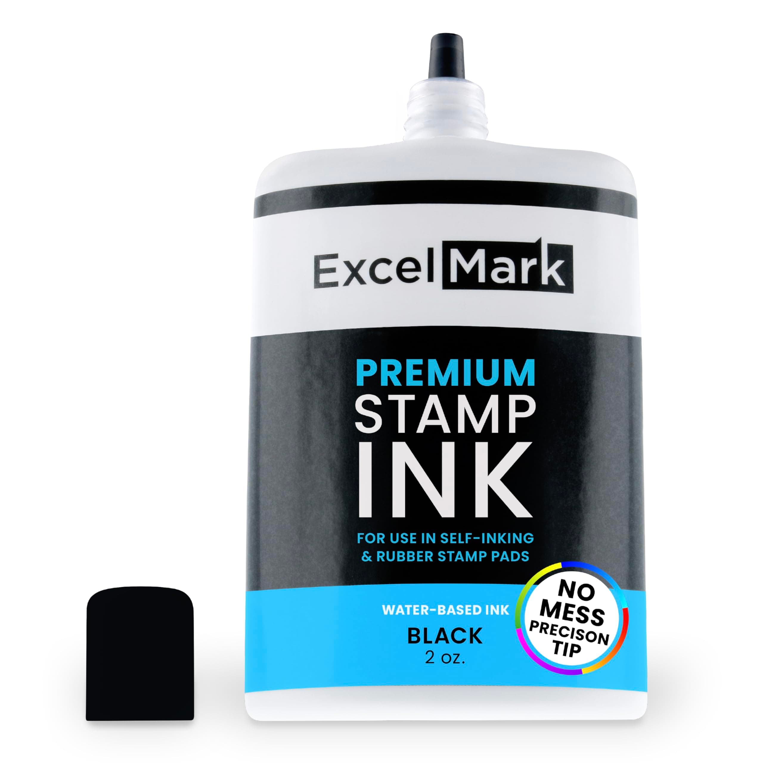 Stamp Ink – Ink Refill for Stamp Pads & Self-Inking Stamps - No Mess Precision Tip - Easy Re-Inking - Perfect for Crisp, Clear Impressions - 2 oz. - Black Ink