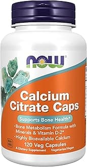 NOW Foods Supplements, Calcium Citrate with Vitamin D, Magnesium, Zinc, Copper, and Manganese, 120 Veg Capsules