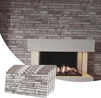 Dundee Deco 3D Wall Panels Faux Brick - Cladding, Light Brown Grey Stone Look Wall Paneling, Styrofoam Facing for Living Room, Kitchen, Bathroom, Balcony, Bedroom, Set of 5, Covers 27 sq ft