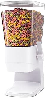 Cereal Dispenser Countertop,Cereal Containers Storage Snack Dispenser for Pantry, 3.2L Dry Food Dispenser for Grains, Nuts, Snack,Oatmeal, Pet food, White, 1Pc