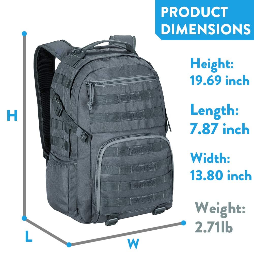 VENTCY Tactical Backpack Assault Backpack Tactical Military Backpack 35L Army Rucksack MOLLE Assault Pack Nylon Combat Backpack for Travelling Camping Hiking Trekking Gray