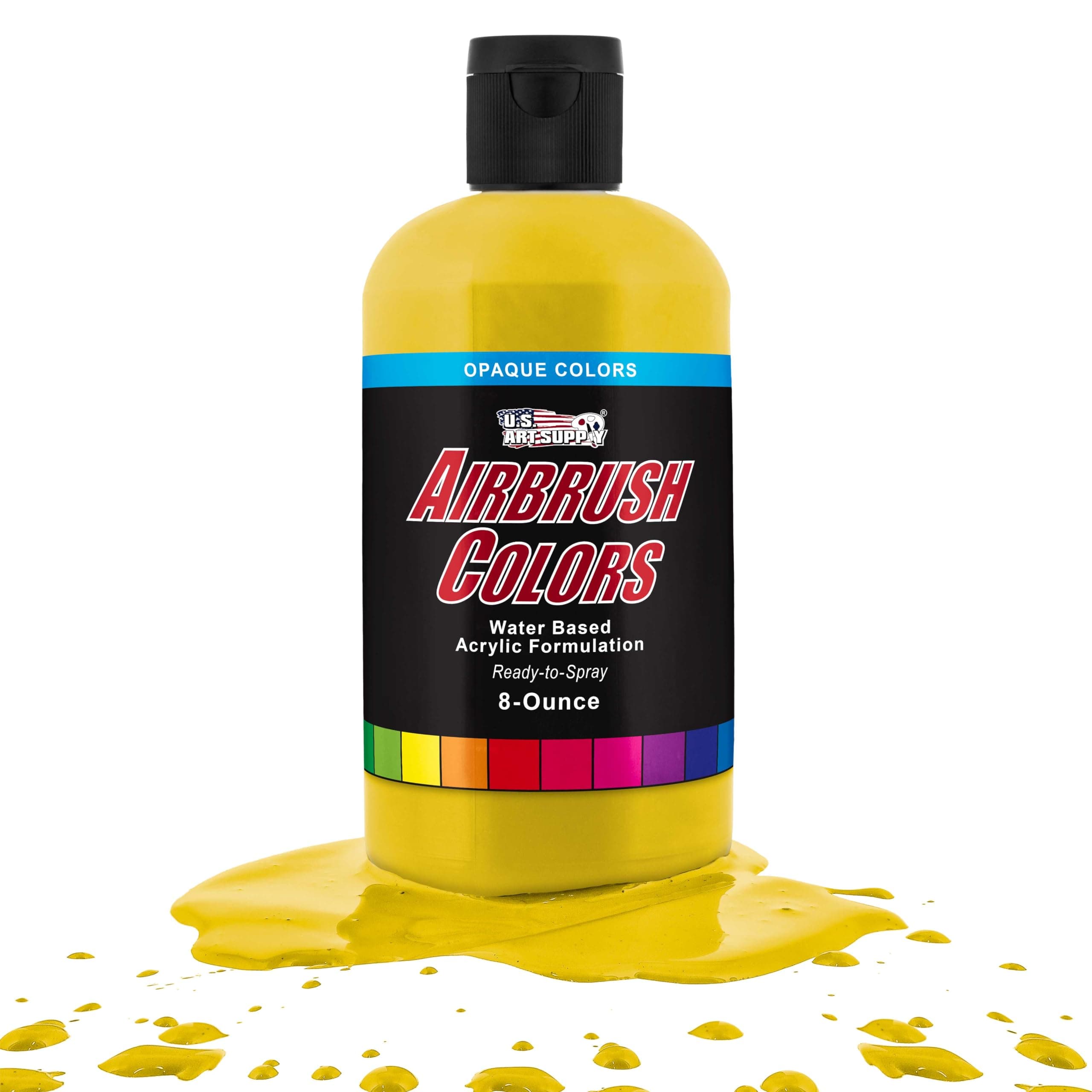 U.S. Art Supply Opaque Bright Yellow Acrylic Special Effects Airbrush Paint - 8oz Ready to Spray Air Brush Paint for Nails, Models, Fabric - Water-Based Air Brush Painting