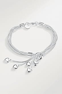 Heart Charms Silver Plated Latest Stylish Bracelet for Women & Girls (10105b)
