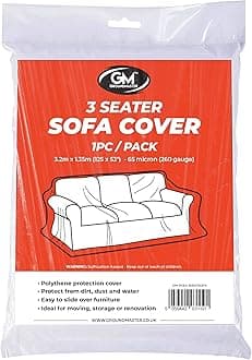 Polythene Plastic Sofa Cover 3 Seater - Protective Dust Sheet - Furniture Cover for Storage, Moving, DIY - Sofa Protector for Removal and Decorating