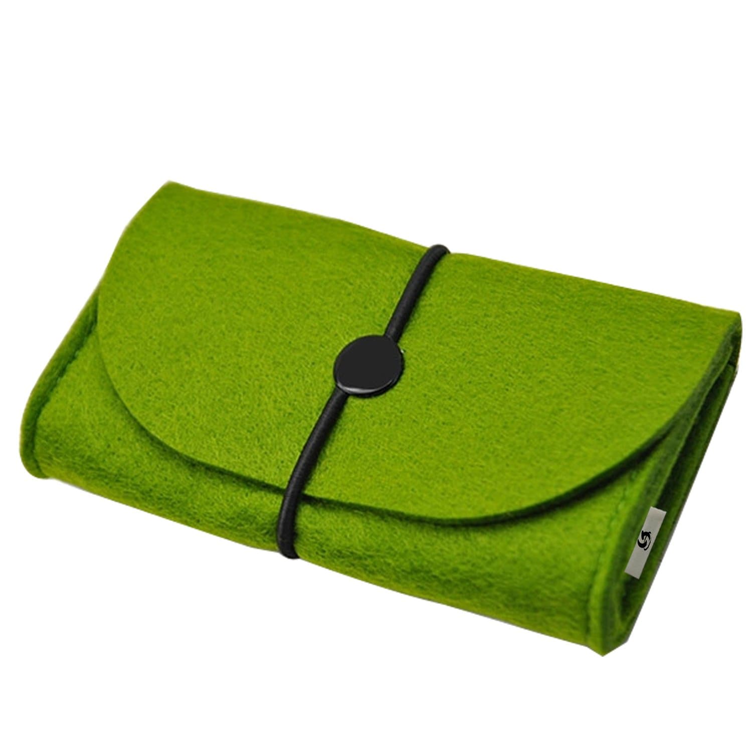 Litop® 5.5*3.3*1.6 Inches Carrying Felt Sleeve Case Bag Travel Organizer for Computer Electronics Cell Phone Accessories Essentials MP3 MP4 Logitech Apple Magic Mouse Charger Adapter Cord Connector Cable Memory Card Cellphone USB Flash Drive (Felt Bag-Green)