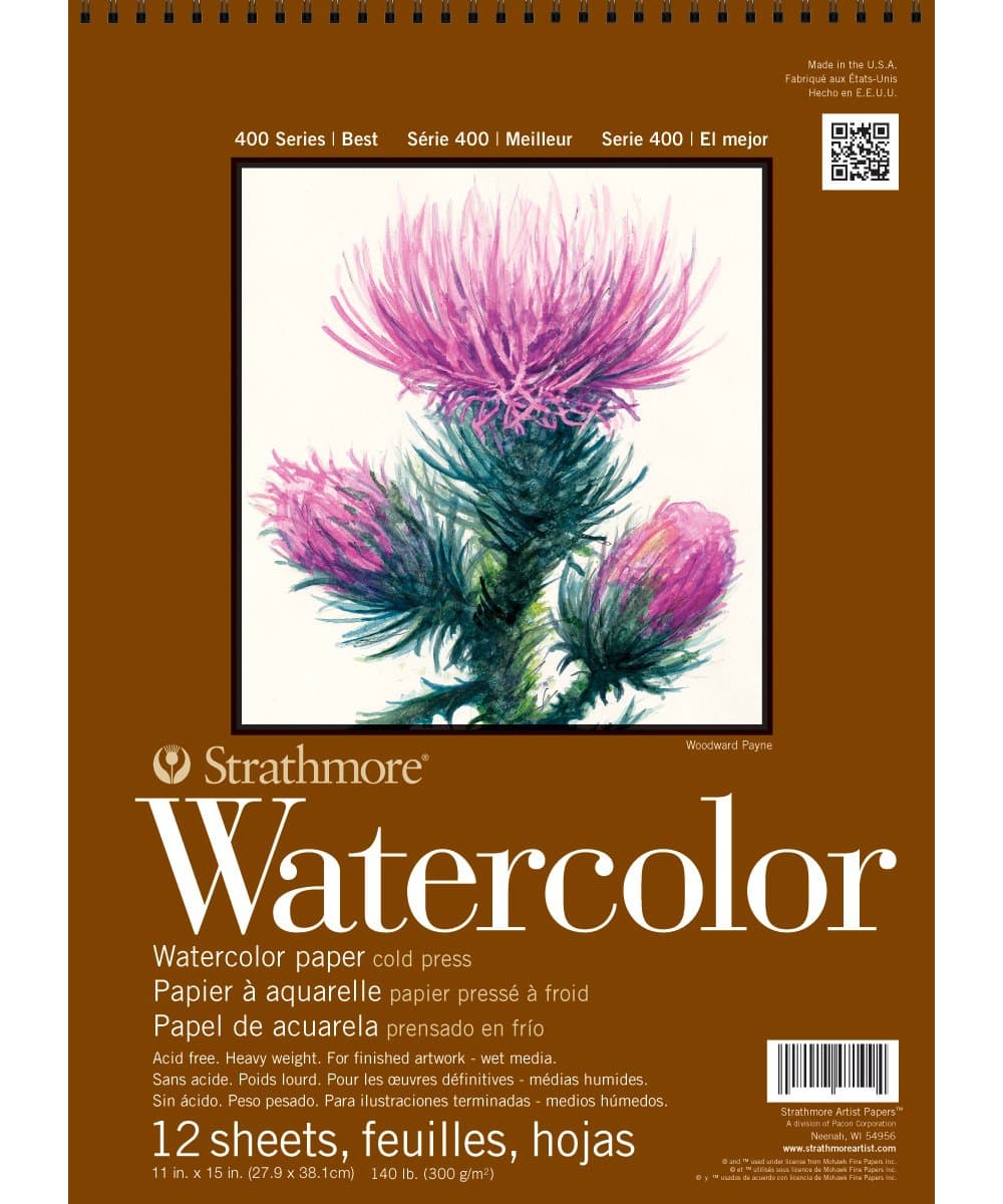 Strathmore 440-2 STR-440-2 12 Sheet No.140 Watercolor Cp Wire Bound Pad, 11 by 15", 11"x15"