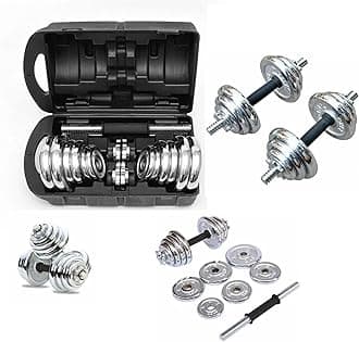 20Kg Adjustable Chrome Dumbbell Set Gym Exercise Free Weights dumbel home