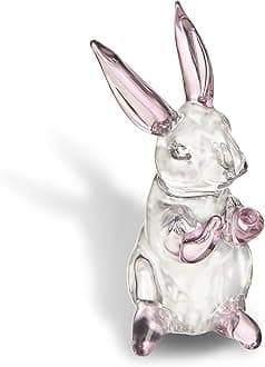 HDCRYSTALGIFTS 3.5inch Crystal Rabbit Bunny Figurine Collectibles Spring Easter Bunny Decorations Glass Art Animal Paperweight Easter Home Decor Creative Gift