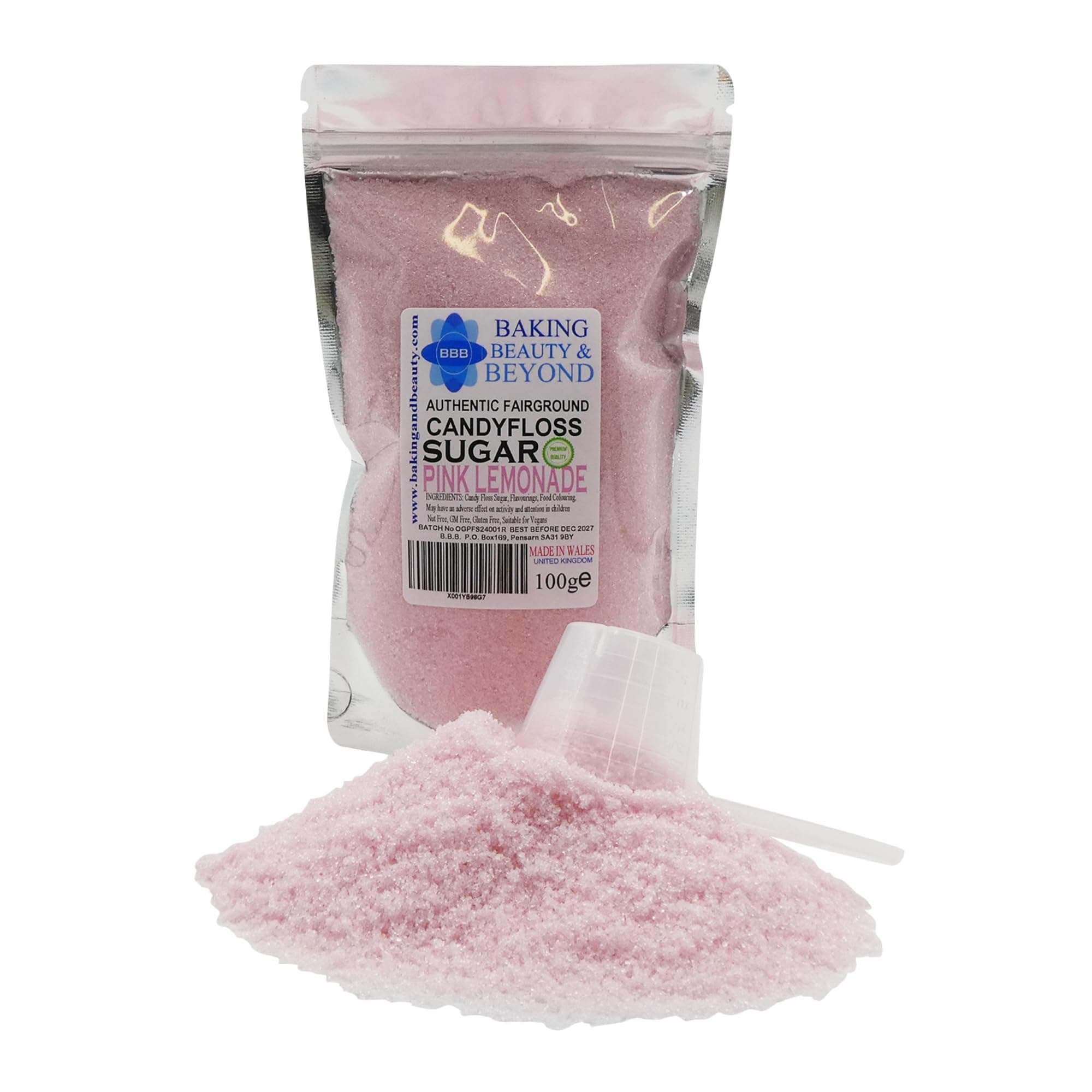 – Baking Beauty and Beyond Premium Candy Floss Sugar 100g - Pink Lemonade Flavour