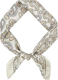 Vintage Silk Feel Square Scarf for Men Satin Bandana Tiny Pattern Print Neckerchief Geometry Head Scarf Fashion