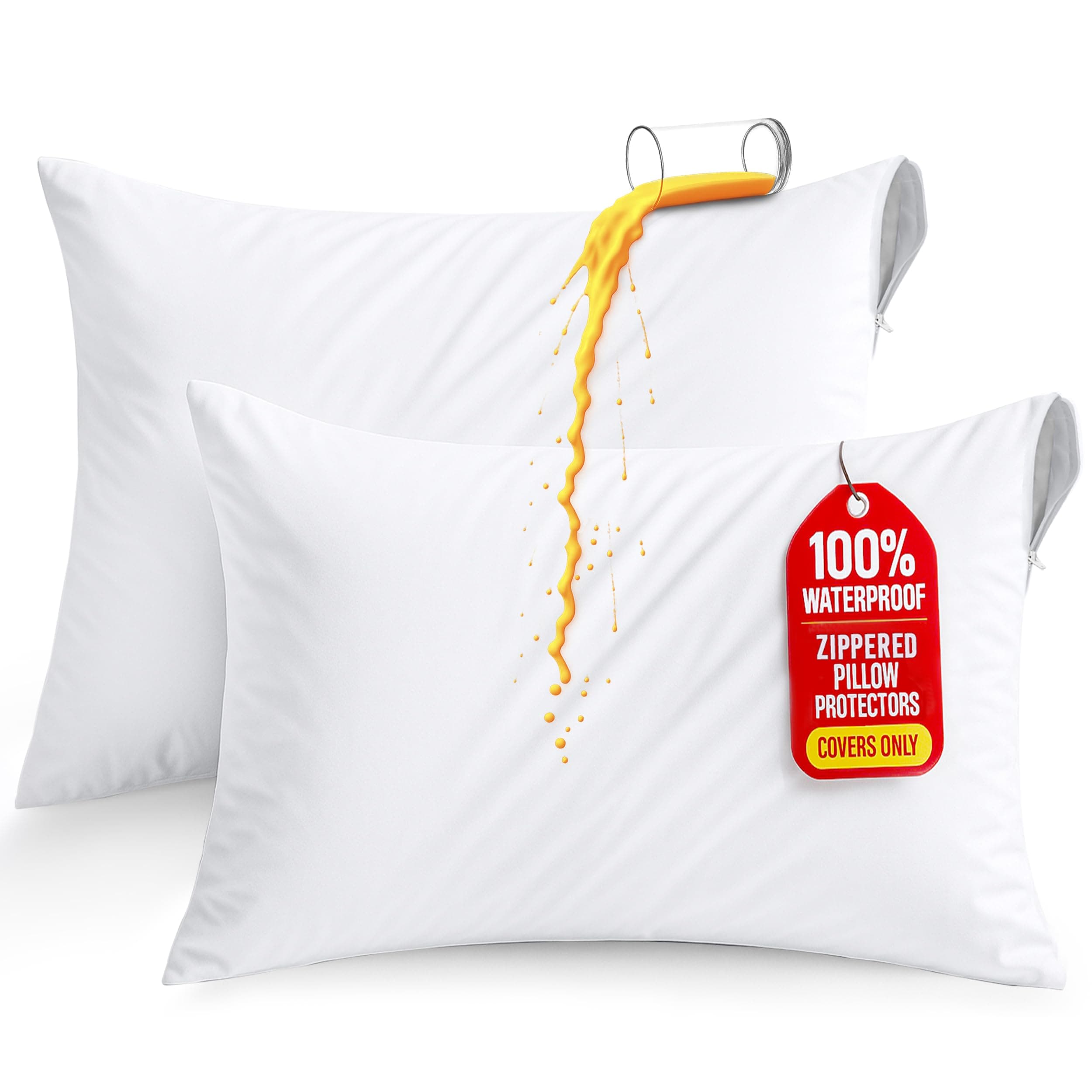 Utopia Bedding Waterproof Zippered Pillow Protectors (White, Pack of 2 | 51 x 97 cm)