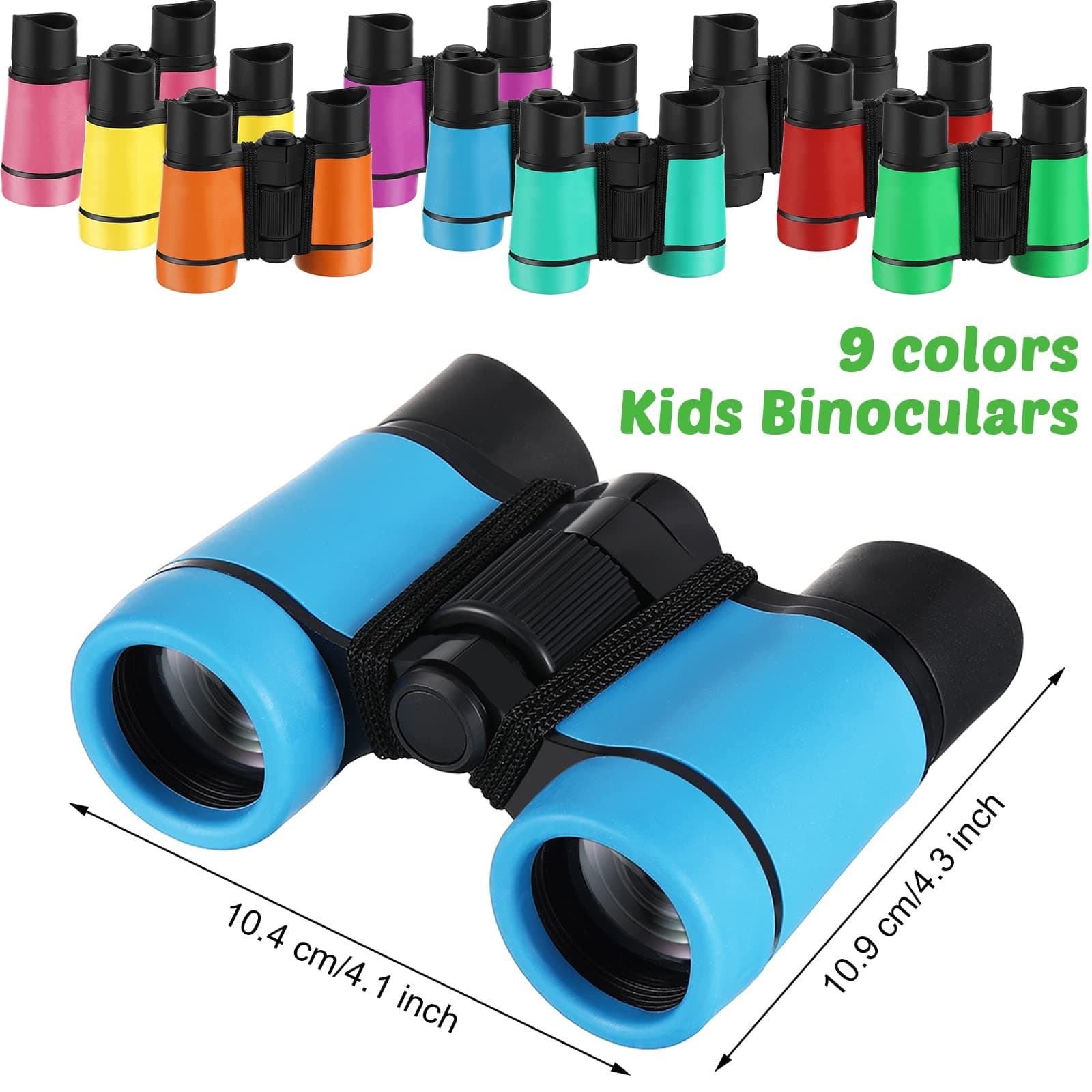 Yunsailing 9 Pack Kid Binoculars Shockproof Mini Compact Binoculars Gifts for 3-12 Years Boys Girls Folding Small Telescope Binoculars for Kids Bird Watching Camping Outdoor Play, 9 Colors
