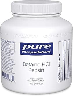 Pure Encapsulations Betaine HCl Pepsin - Acidic Betaine with Protein-Digesting Enzyme, 250 Capsules