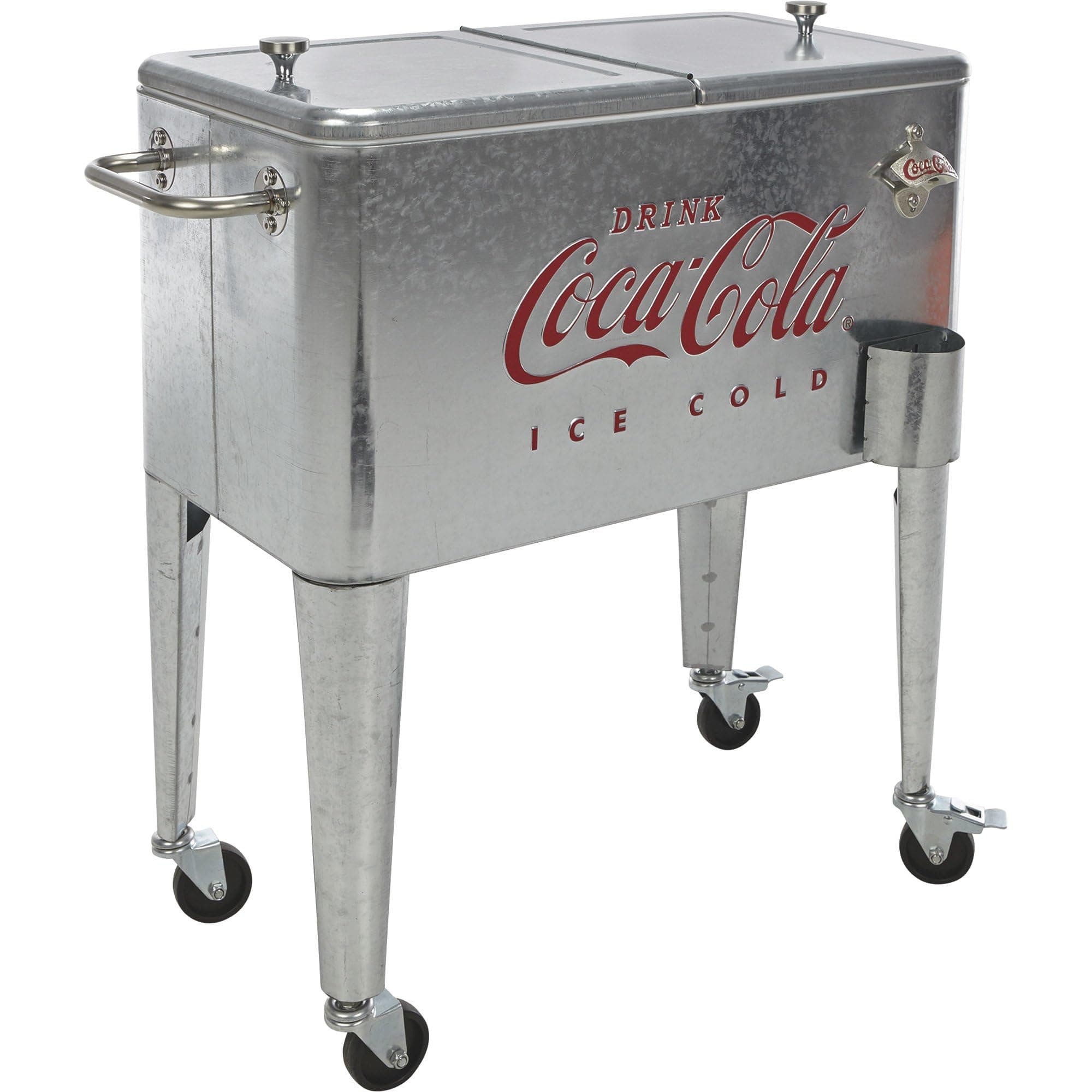 Leigh Country CP 98104 Galvanized Coca-Cola Rolling Cooler, 60 Quart