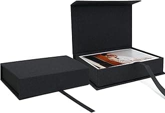 Vienrose Linen 8" x 10" Photo Cases and Postcard Keeper Storage Container Box 1Pcs for Photo, Postcard, Decorative Paper, Black