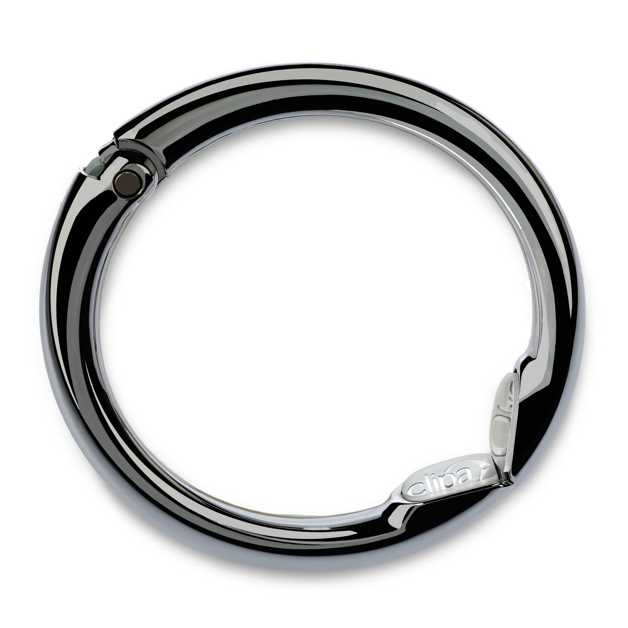 Purse Hanger – Polished Hematite PVD - The Ring That Opens into a Hook and Hangs in Just 10 mm of Space, Holds 15 kg, 3 yr. Warranty