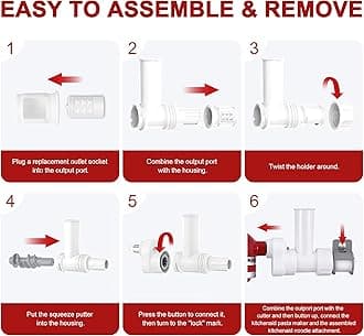 KRISVI 6 in 1 Pasta Attachment for Kitchenaid Stand Mixer, Durable Pasta Maker Attachment for Easy Homemade Fresh Noodles with 6 Different Shapes Pasta Outlet & Cleaning Brush, Dishwasher Safe