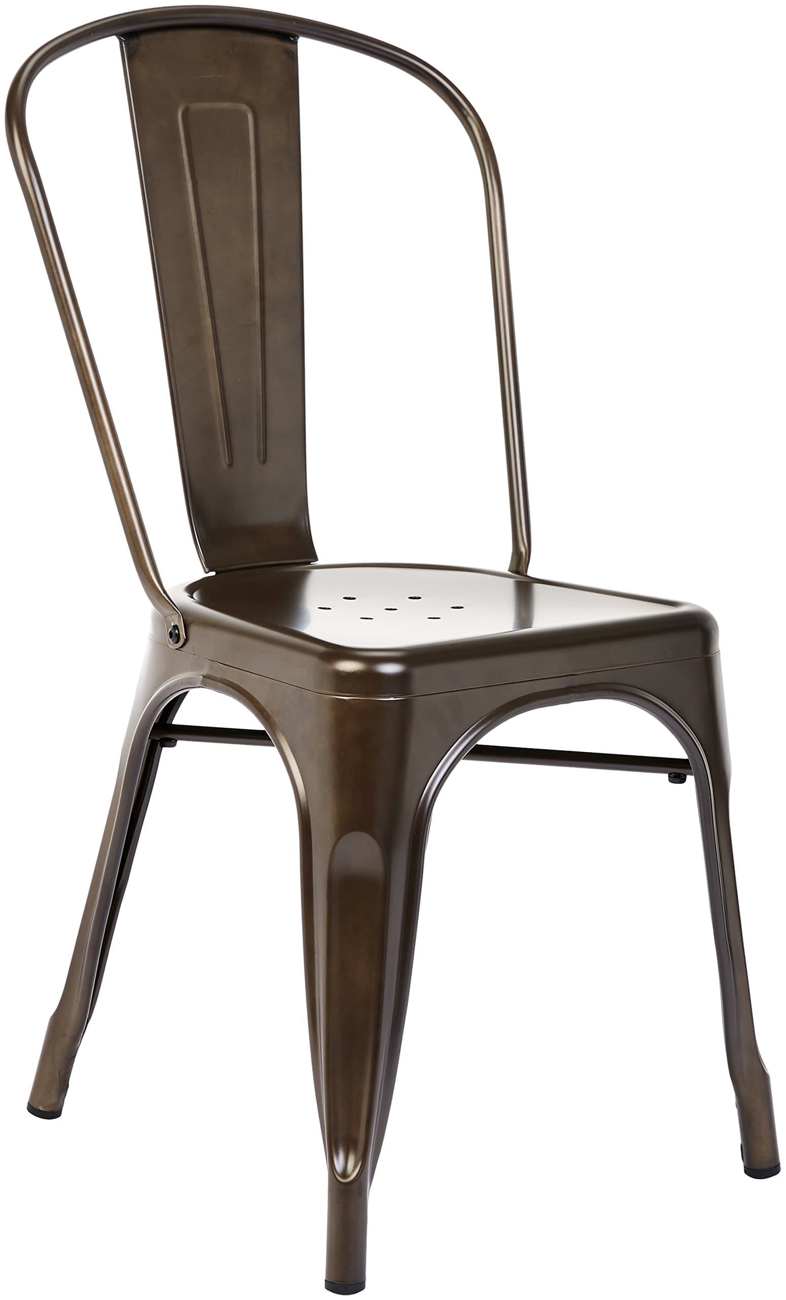 Pioneer Square Haley Stackable Metal Chair, Set of 4, Copper Brown