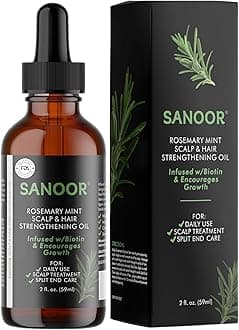 SANOOR® Rosemary Mint, Scalp Hair Growth Oil, Infused Biotin to Encourages Hair Growth | Healthier, Stronger & Long Strands | All Type & Texture | Straight, Waves & Chemically Treated Hairs
