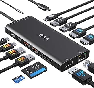 Docking Station Dual Monitor HDMI for Dell/Lenovo/HP Laptop Docking Station USB C Hub Multiport Adapter Dongle Dock USB C to 2 HDMI 4K+DisplayPort+Ethernet+4USB+2USB C+100W PD Charger+SD/TF+Audio