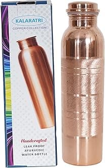 COPPER BOTTLE Pure Copper Water Bottle 34 Oz Copper Water Bottle - Leak Proof (34 Oz) (Without Pitambari Powder)