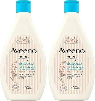 Daily Care Hair and Body Wash (2 x 400 ml), Tear-Free Baby Wash with Gentle Fragrance with Collodial Oatmeal, Gently Cleanses and Leaves Skin Feeling Moisturised, For Sensitive Skin