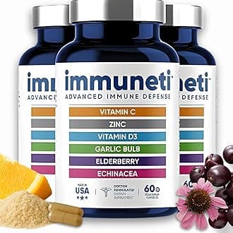 Immuneti Advanced Immune Support – Doctor Formulated 6-in-1 Daily Immunity Supplement – Made in USA – with Vitamin C, D3, Zinc, Elderberry, Garlic & Echinacea - Vital Nutrients & Antioxidants (3)
