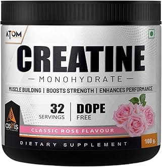 AS-IT-IS ATOM Creatine Monohydrate 100g - 32 Servings, Classic Rose, Dope Free, Enhances Performance, Promotes Muscle Gains