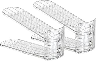 2 Pack Shoe Slots Organizer Adjustable Level Shoe Stacker Holder Storage Space Saving Sneakers Display Tray Rack for Closet (Transparent, 2Pack)