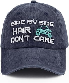 KKMKSHHG Side by Side Hair Don't Care Baseball Cap, Funny Embroidered Adjustable Washed Cotton Outdoor Car Hat for Women Men