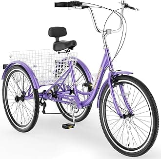 Adult Tricycles 3 Wheel 7 Speed Trikes, 20/24/26 inch Adult Trikes 3 Wheeled Bike with Basket for Seniors, Women, Men