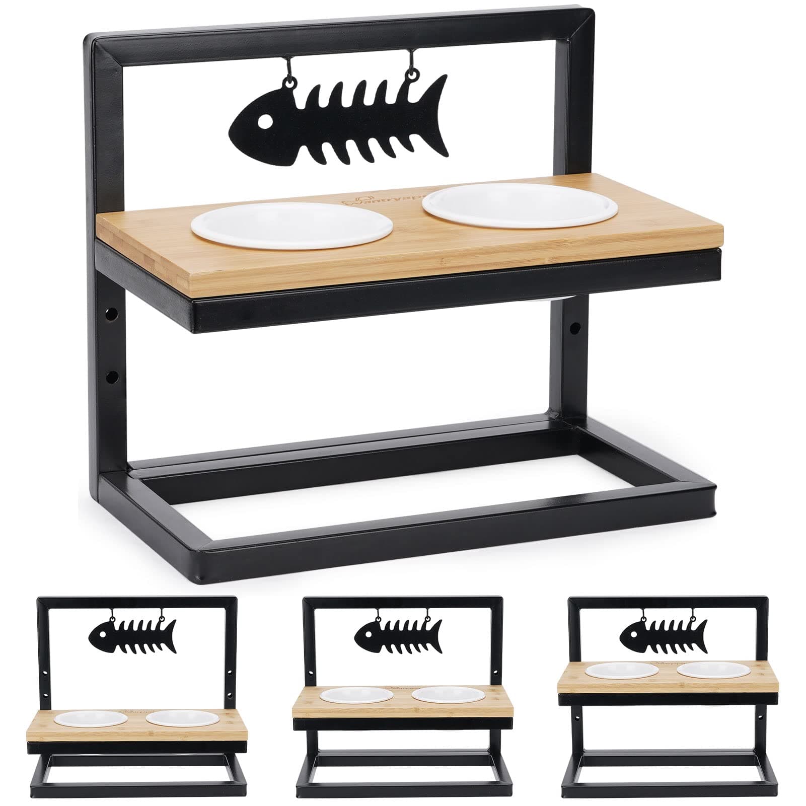 3 Heights Adjustable Elevated Dog Feeder, Melamine Bowls, Raised Pet Stand Feeder, Patent Design